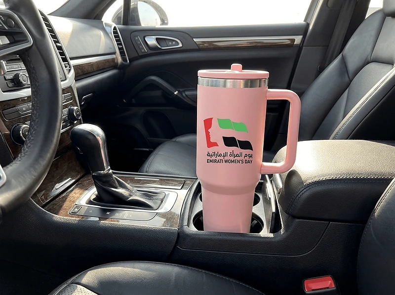 Double Walled Tumbler With Handle & Flip Straw in UAE