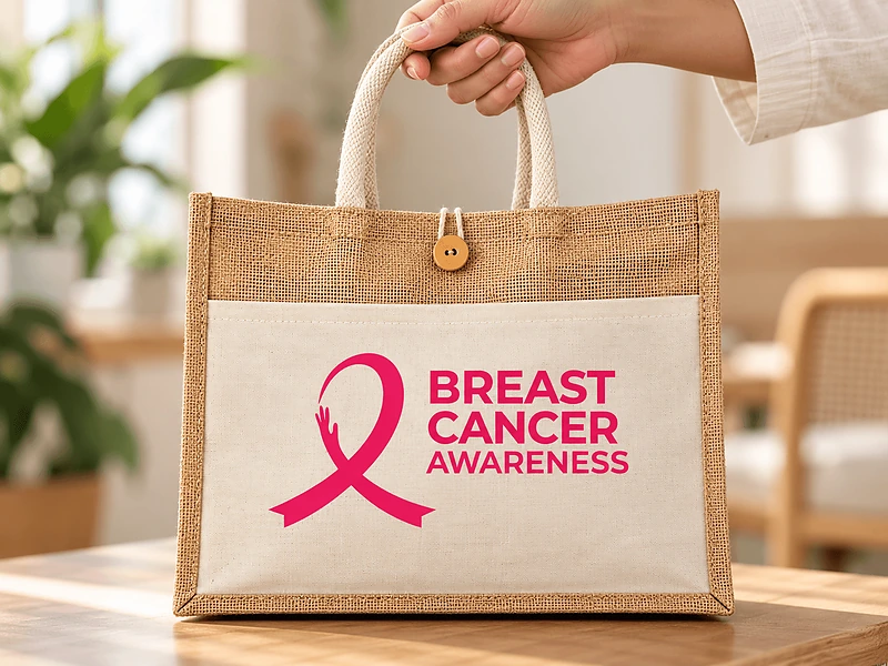 Breast Cancer Awareness Premium Jute Bag in UAE