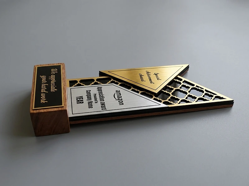 Silver and gold foil trophy