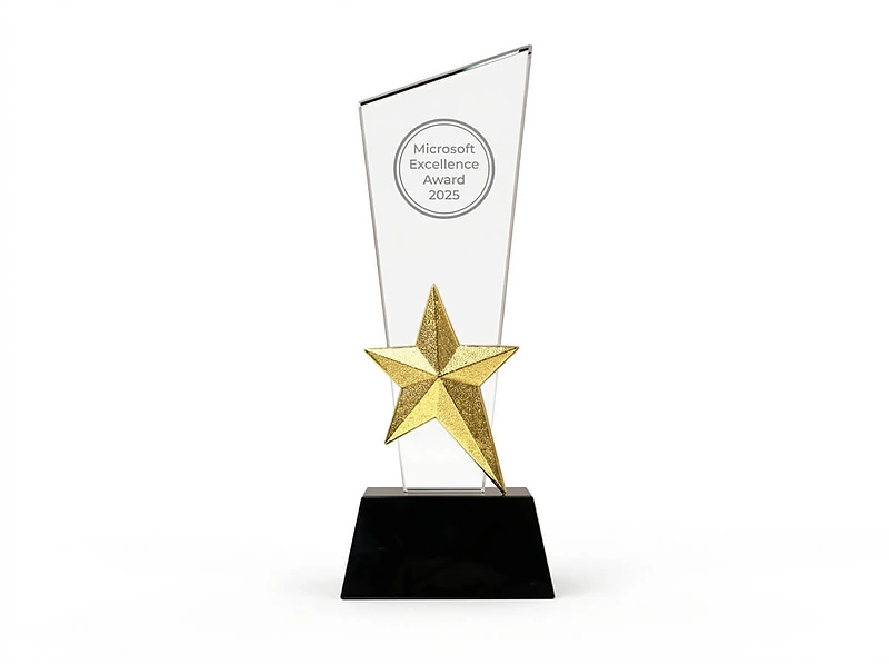 Crystal Trophy with Gold Star Premium Award