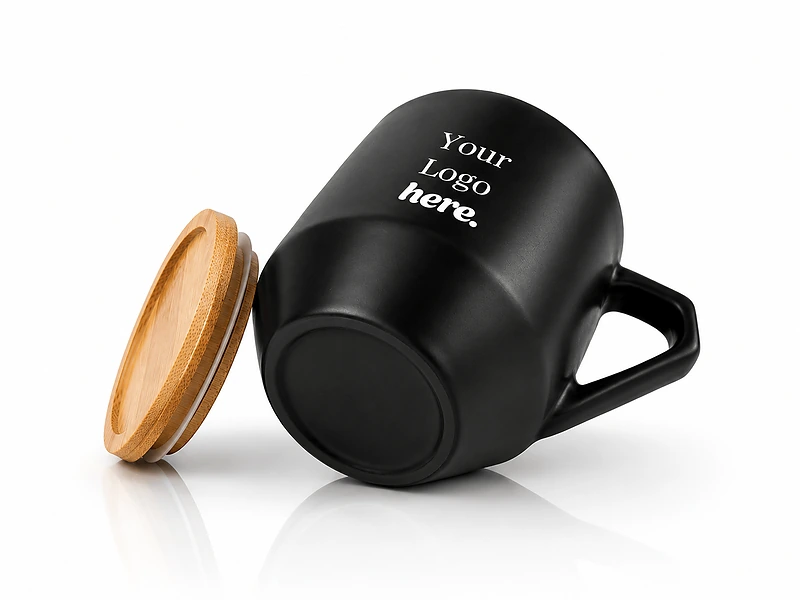 Eco-neutral Ceramic Mug with Bamboo Lid