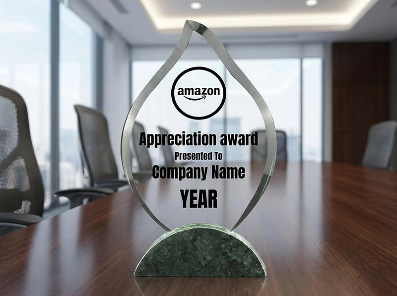 Flame Shaped Crystal & Marble Awards in Hardboard Box