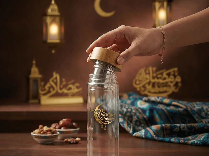 Double-Wall Glass Bottle with Bamboo Lid & Tea Infuser