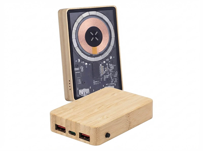 Magnetic Fast Wireless Powerbank 15W in Bamboo Casing In UAE