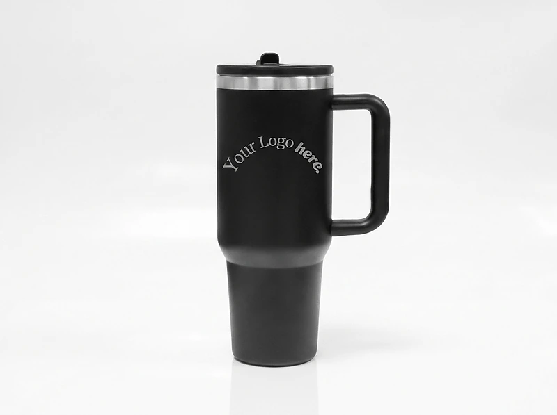 Double Walled Tumbler With Handle And Flip Straw
