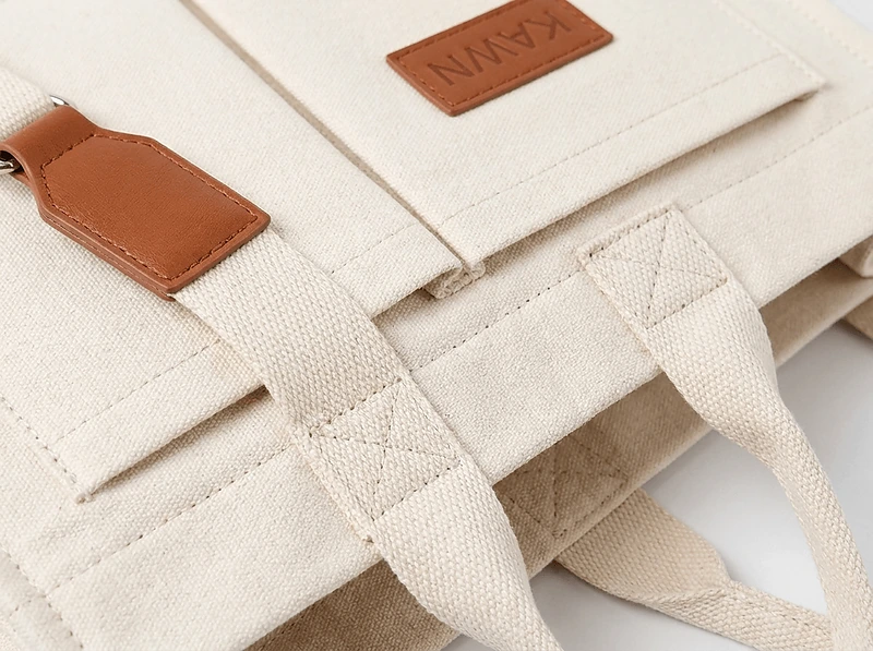 Laminated Canvas Tote with Leather Handles in UAE