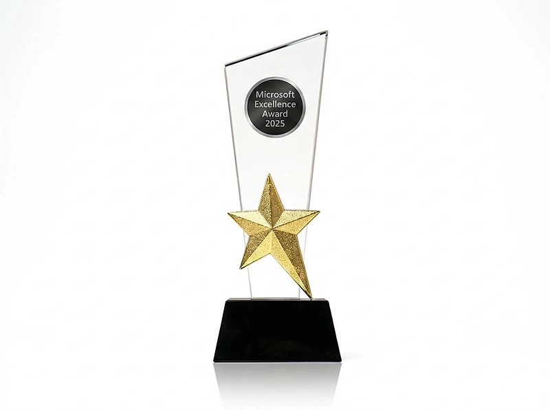 Crystal Trophy with Gold Star Premium Award