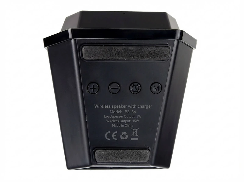 Wireless Charger BT Speaker with Clock & Light-up Logo