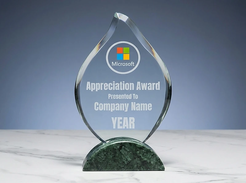 Flame Shaped Crystal & Marble Awards in Hardboard Box