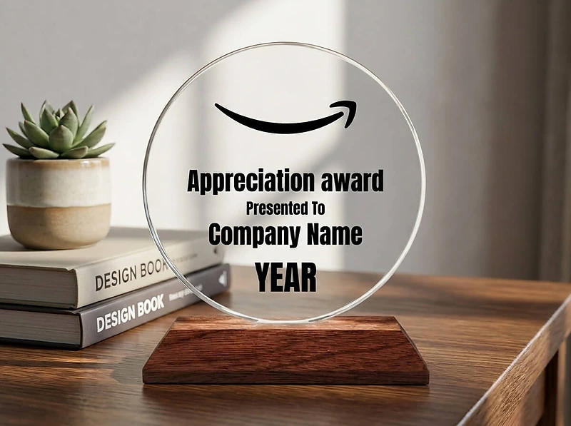 Glass memento with a wood base