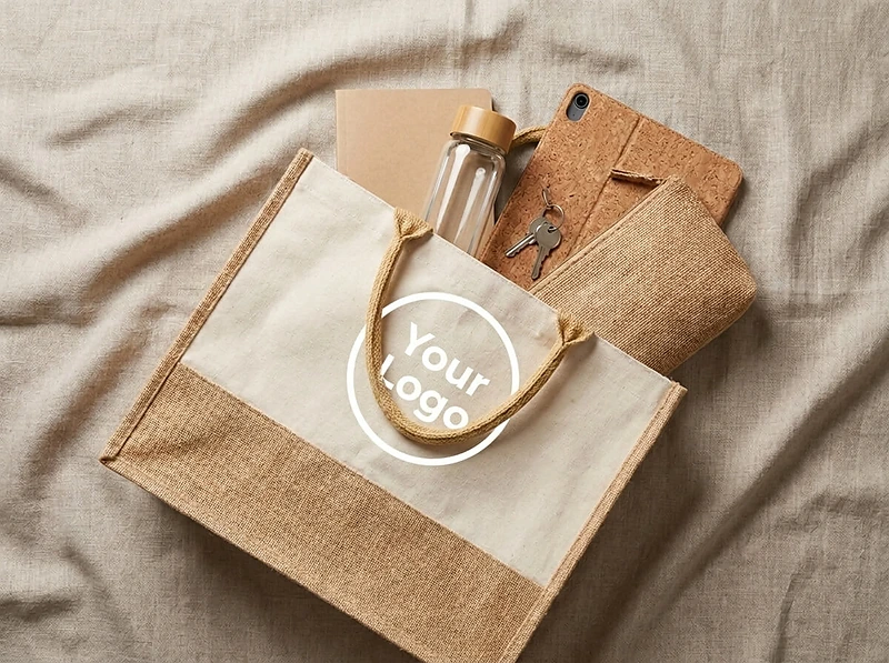 Jute And Canvas Bag with Zipper