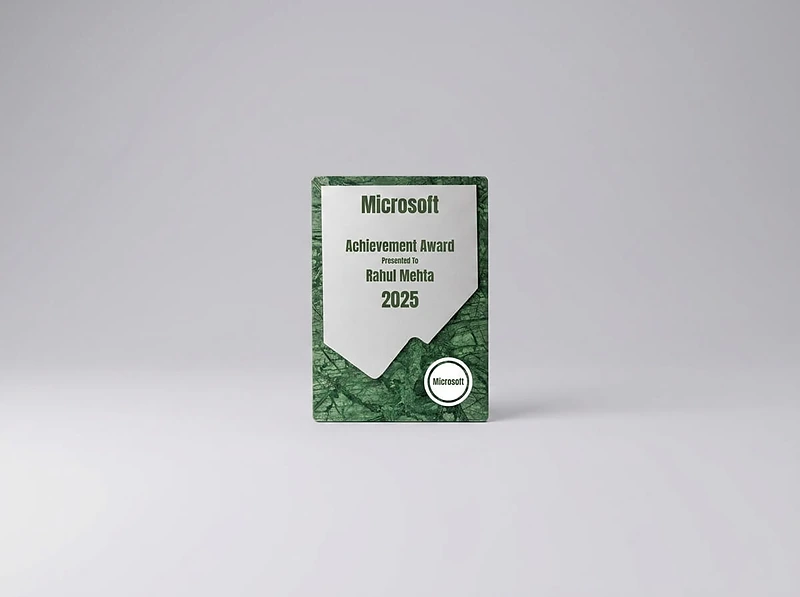 Green Stone Plaque Award with Metal Plate