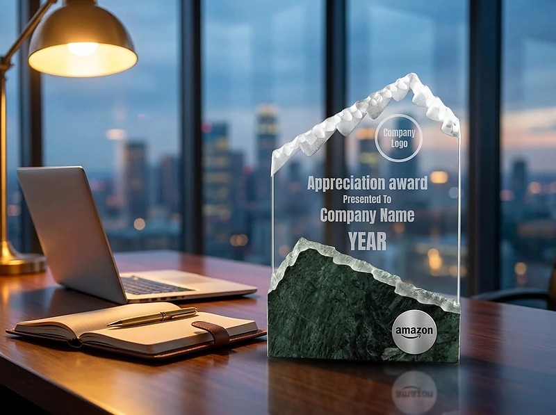 Mountain Shaped Crystal & Marble Awards in the Box