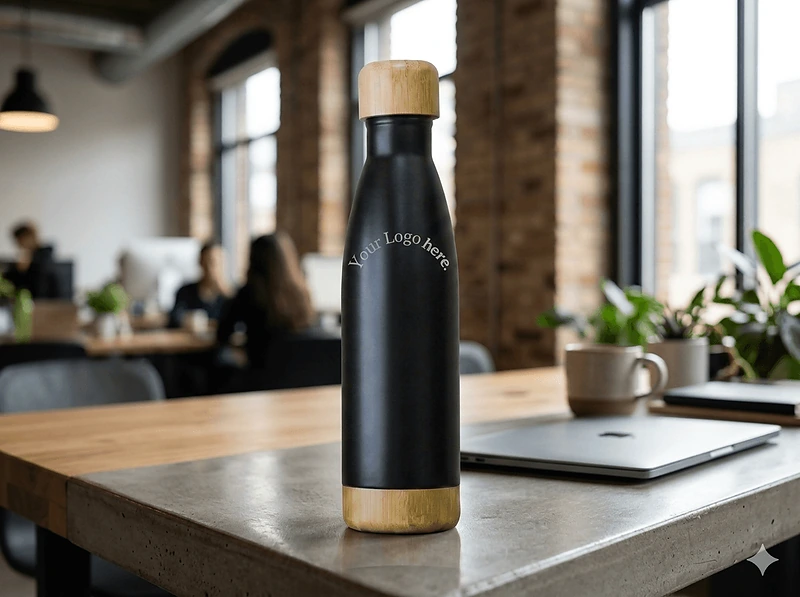 Insulated Bottle With Bamboo Lid And Base