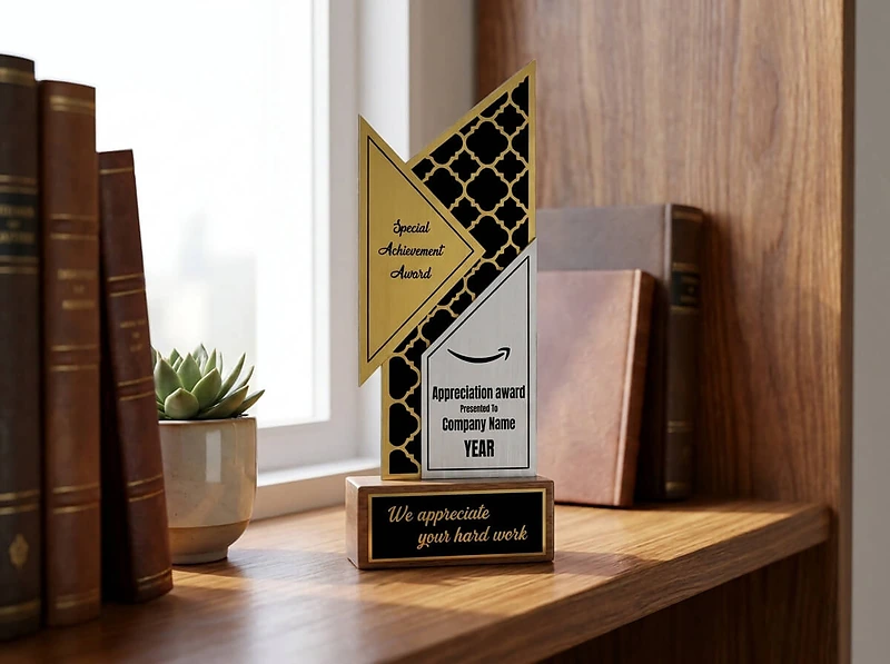 Silver and gold foil trophy