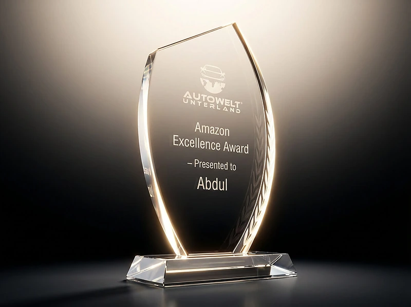 Crystal Awards with Engraved Leaf Design