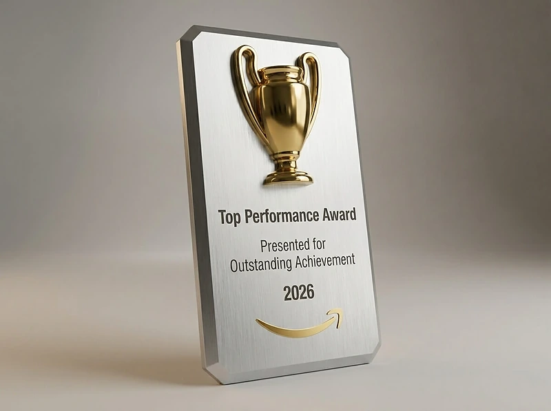 metal trophy with a Metal cup shape on the top