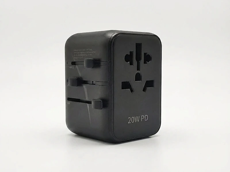 محول طاقة مزود بتقنية الشحن السريع بقدرة 20 واط (منفذي USB ومنفذ Type-C واحد)