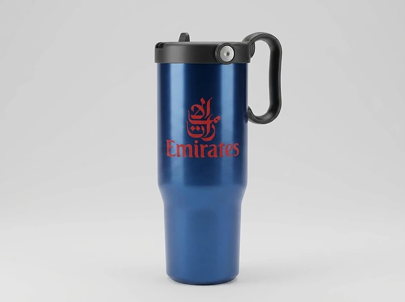 Recycled Stainless Steel Mug with Straw
