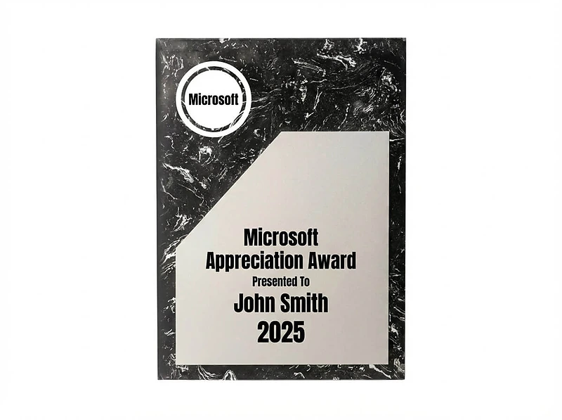 Black Stone Plaque Award with Metal Plate