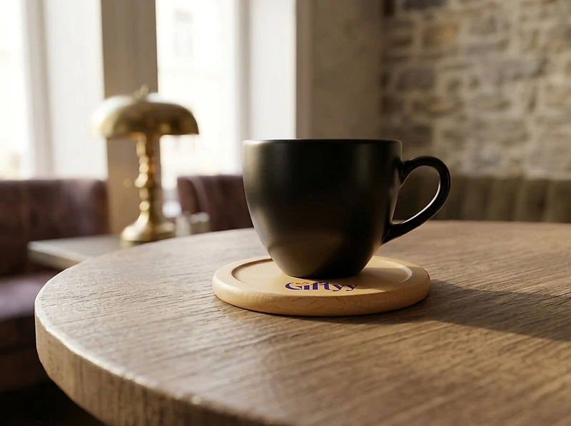 Wood Coasters Set with Holder