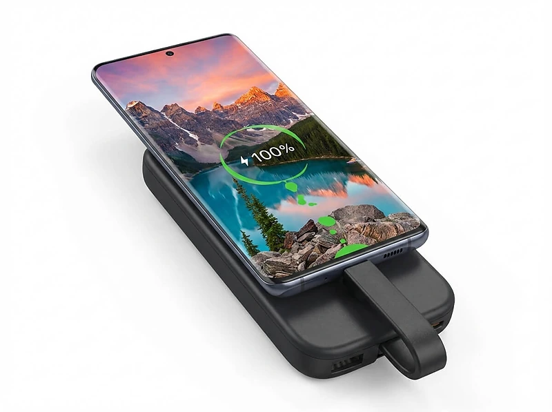 10,000mAh Power Bank with Light-Up Logo & Cable