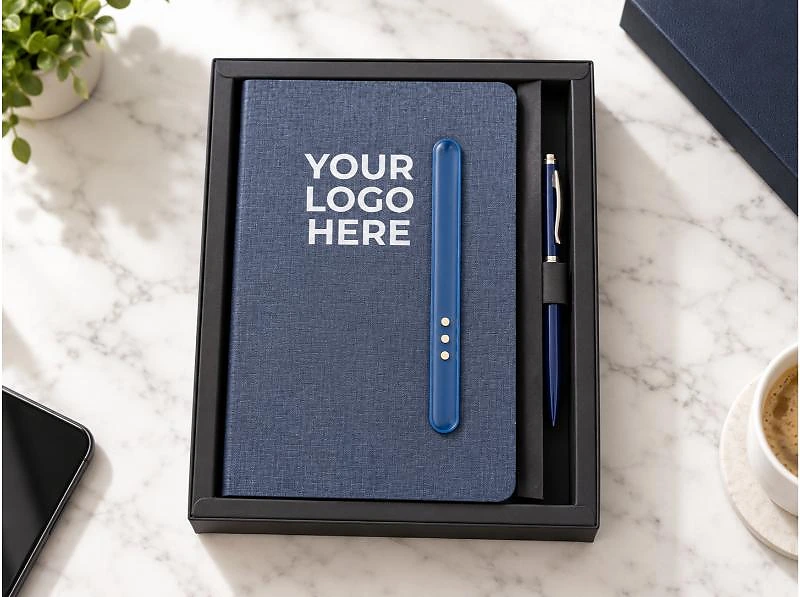 MAG Gift Set – Blue RPET Notebook and Premium Metal Pen in UAE