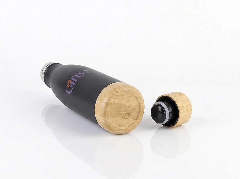 Insulated Bottle With Bamboo Lid And Base