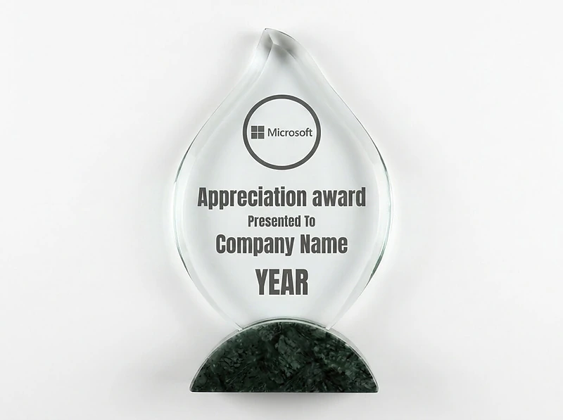 Flame Shaped Crystal & Marble Awards in Hardboard Box