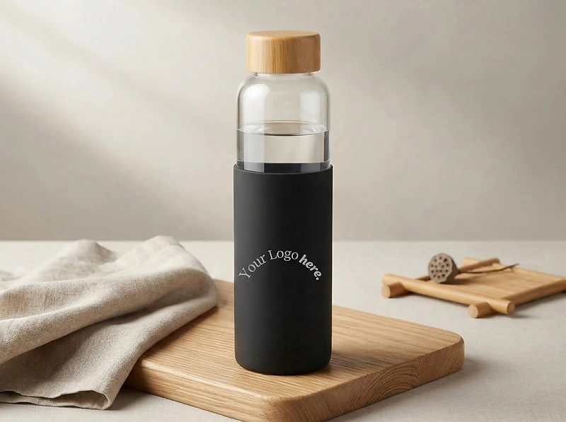 Bamboo Lid Glass Bottle With Silicon Case