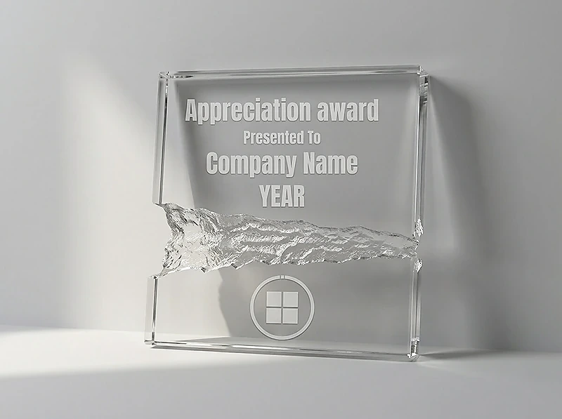 Square Crystal Awards in Fiber Hardboard Box
