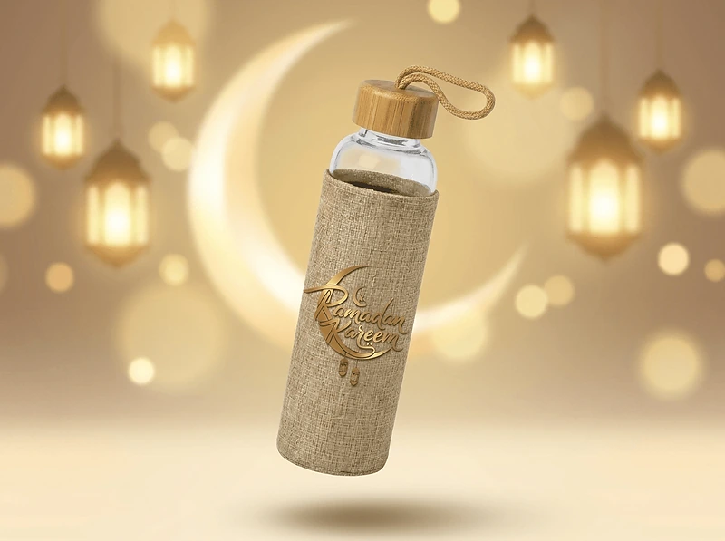 Glass Bottle with Bamboo Lid & Eco-Friendly Sleeve – 500 ml