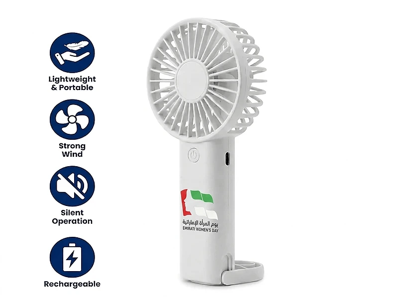 Rechargeable Handheld Fan with Foldable Desk Stand in UAE