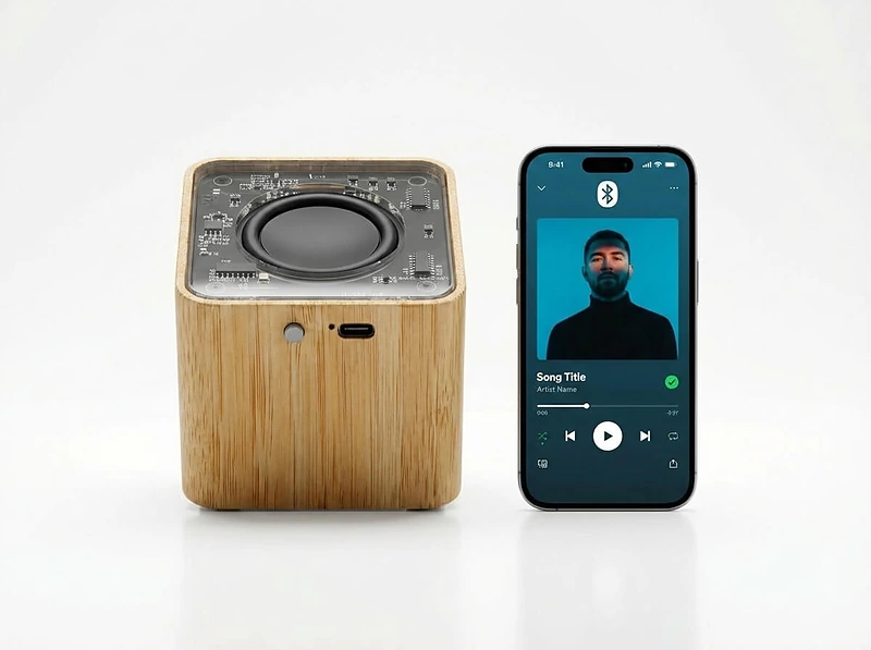 Bamboo Bluetooth Speaker Transparent Top