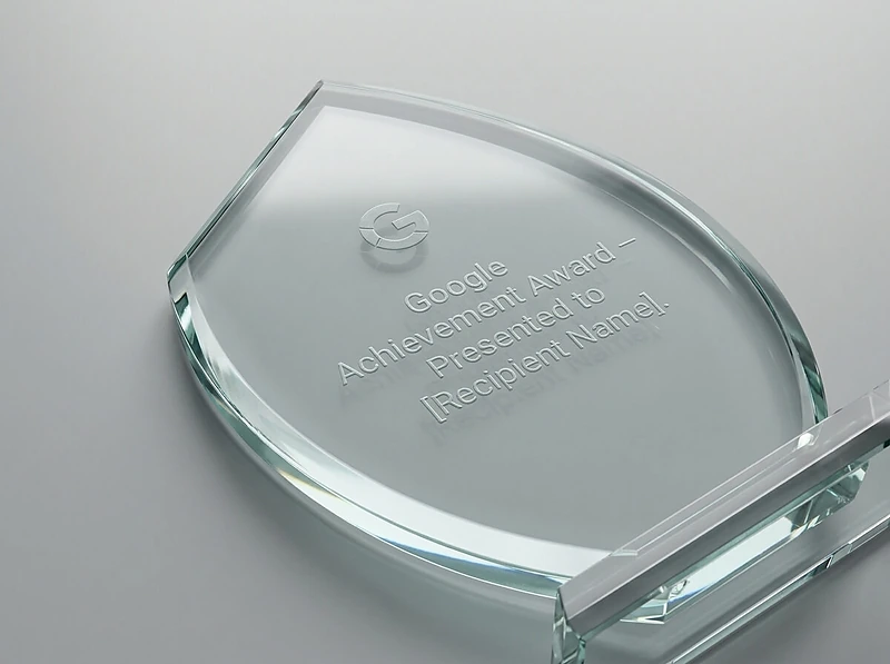Crystal Awards with Engraved Leaf Design
