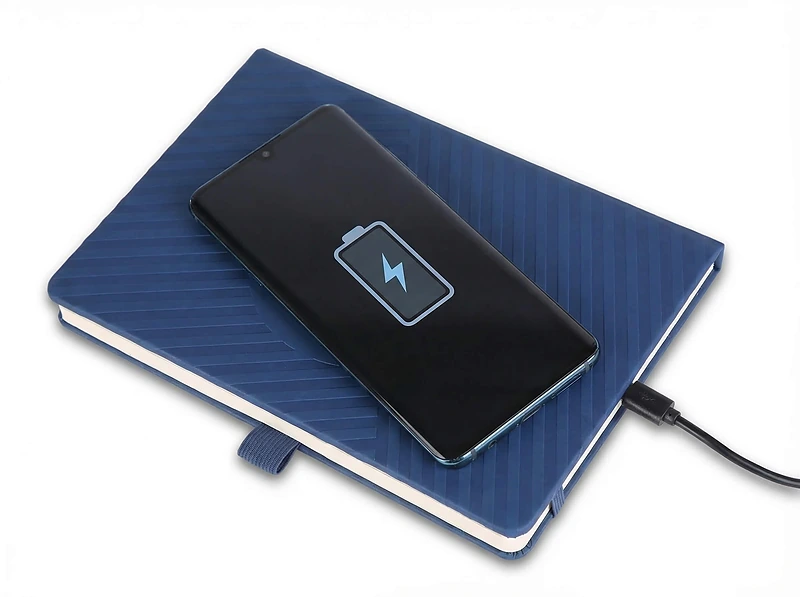 A5 Notebook with Wireless Charger and Debossed Design