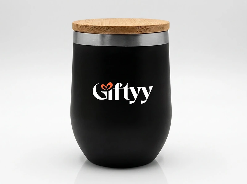 Stainless steel double wall cup with bamboo lid