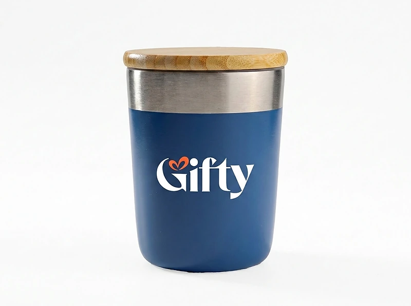 Metal Cup with Bamboo Lid