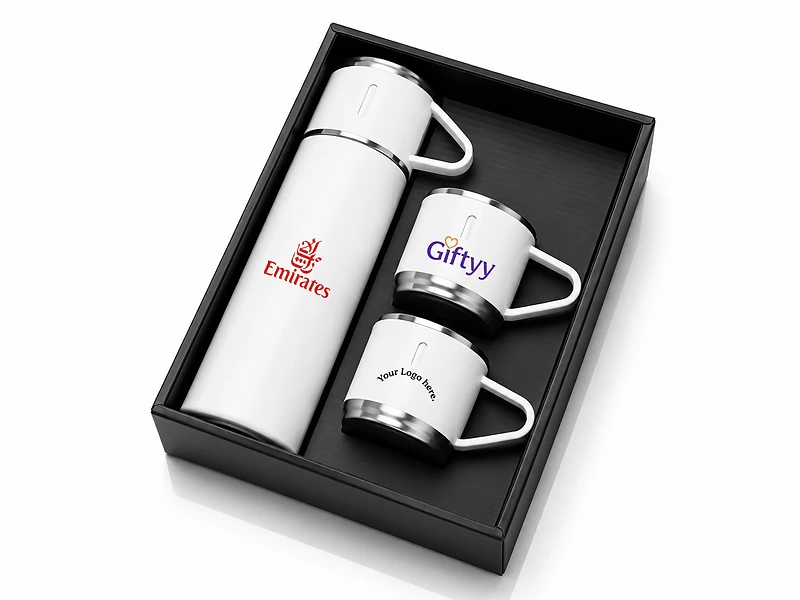 Family Set of Vacuum Flask & Two Cups