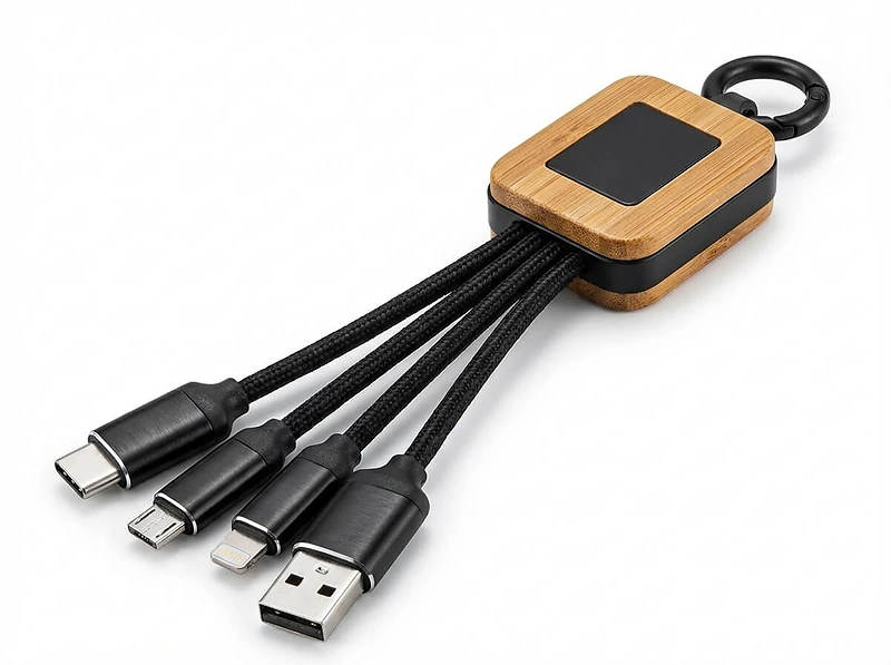 Bamboo Light-Up Logo Multi-Charging Cable Type-C