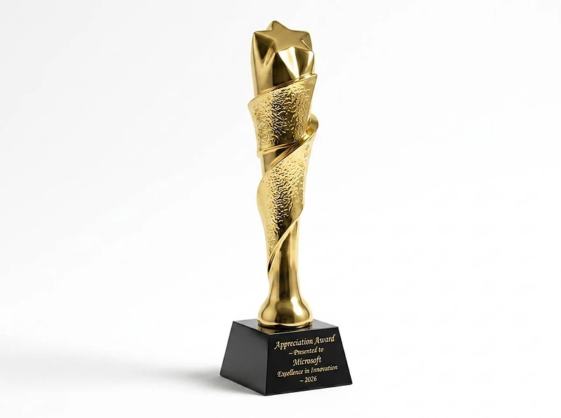Award Trophy Star edges joint slanted full gold with black base