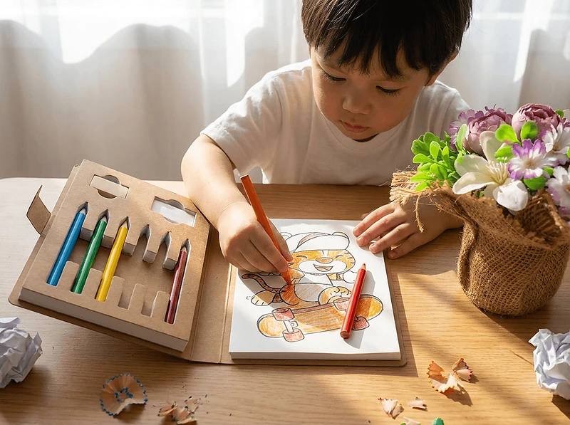 Drawing Book with Color Pencils, Sharpener and Eraser