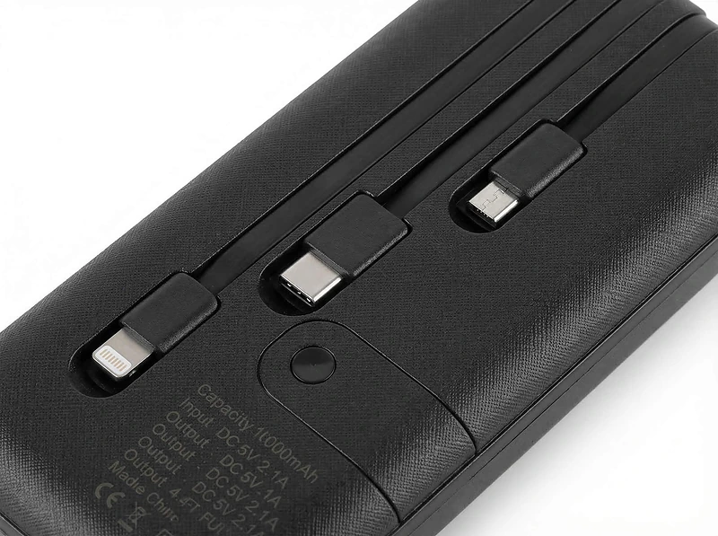 Power Bank with Inbuilt Cables – 8000mAh
