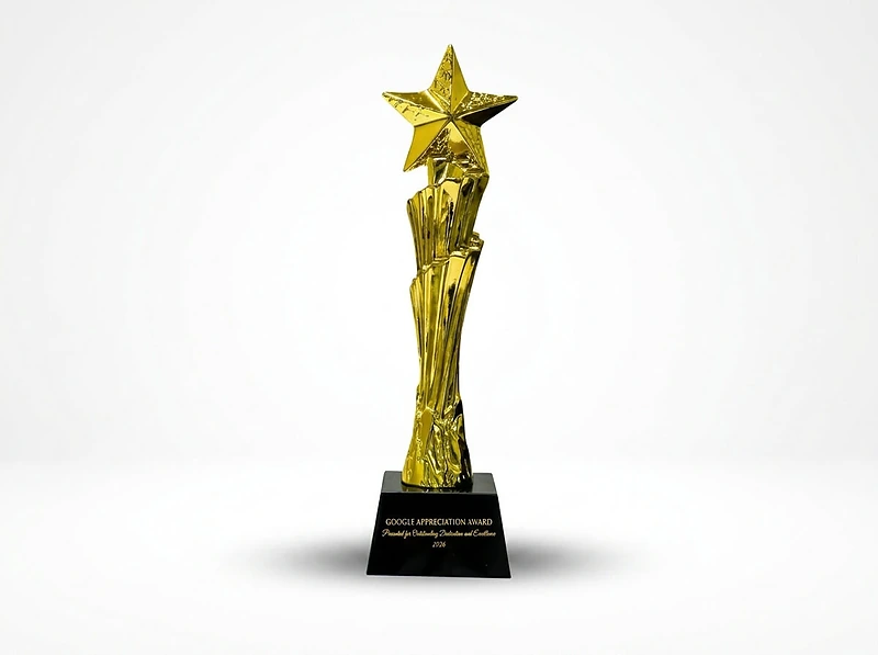 Gold Star Trophy with Black Base Premium Award
