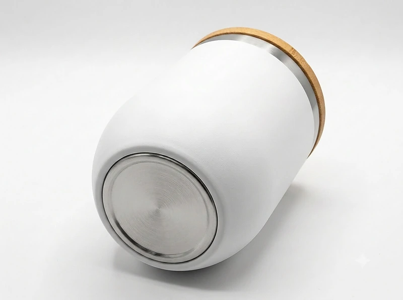 Stainless steel double wall cup with bamboo lid
