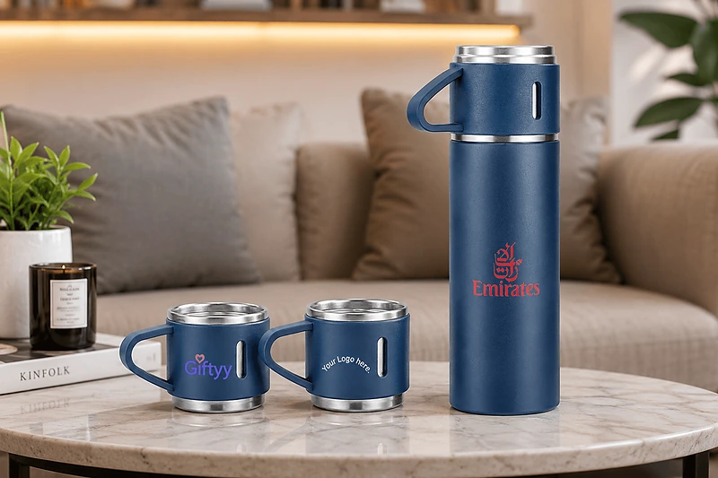 Family Set of Vacuum Flask & Two Cups