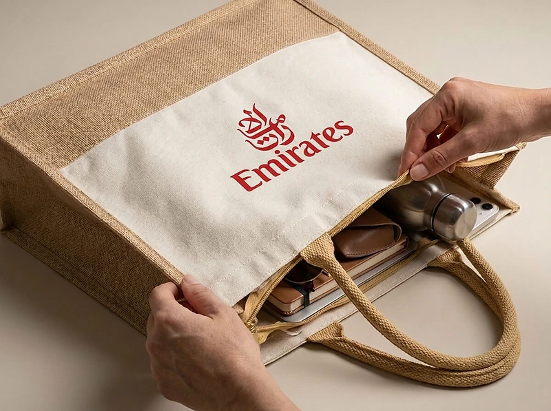 Jute And Canvas Bag with Zipper