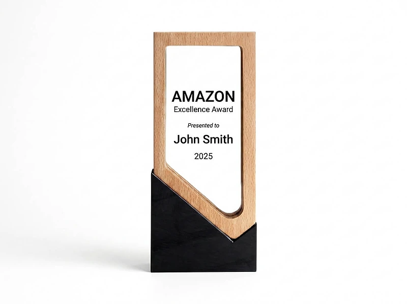 Trophy With Wood Crystal and Black Stone