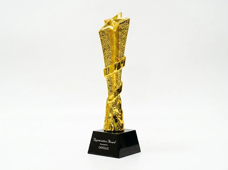 Award Trophy Star slanted full gold with black base