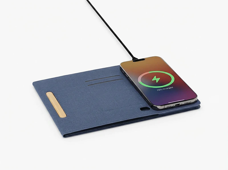 Recycled PU 15W Wireless Mousepad & Desk Organizer